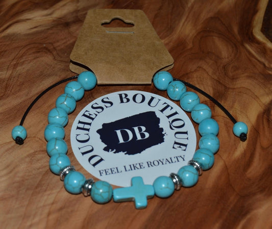 Turquoise Beaded Cross Bracelet