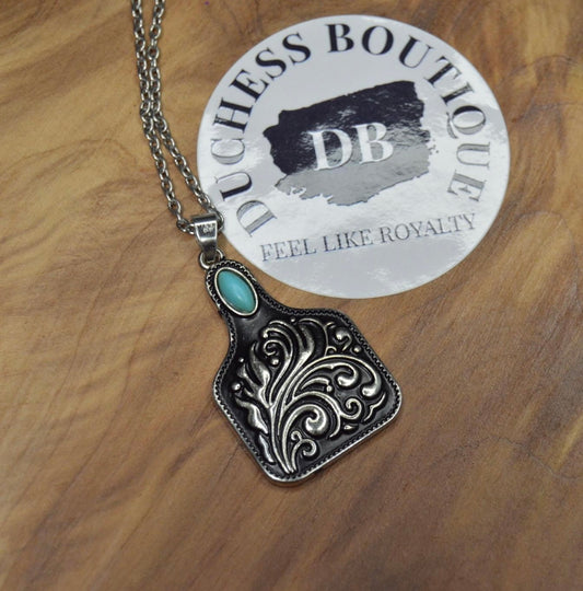 Antiqued Cattle Tag Necklace